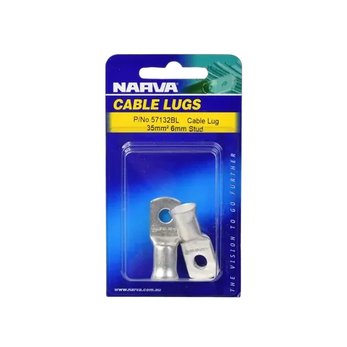 Narva 35mm2 6mm Stud Flared Entry Cable Lug (Blister Pack Of 2)