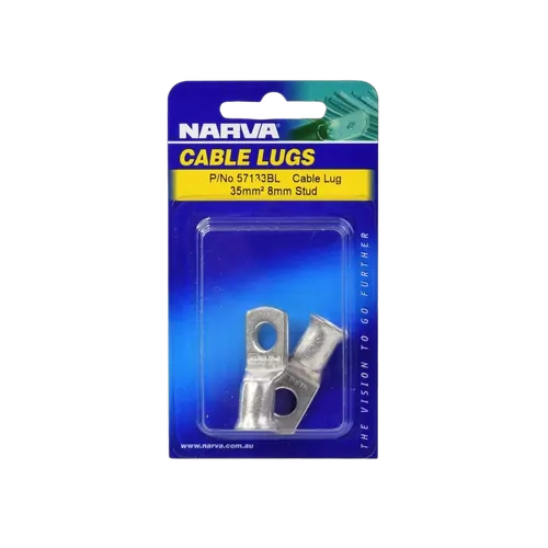 Narva 35mm2 8mm Stud Flared Entry Cable Lug (Blister Pack Of 2)