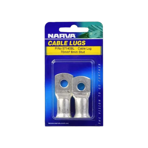Narva 70mm2 8mm Stud Flared Entry Cable Lug (Blister Pack Of 2)