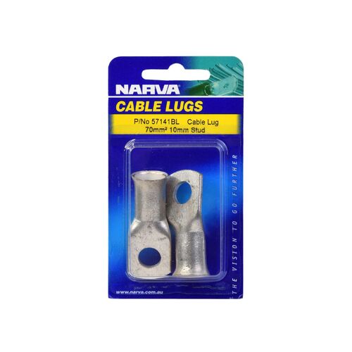 Narva 70mm2 10mm Stud Flared Entry Cable Lug (Blister Pack Of 2)