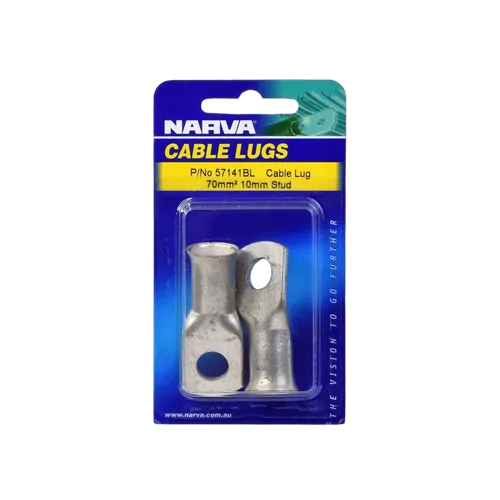 Narva 70mm2 10mm Stud Flared Entry Cable Lug (Blister Pack Of 2)