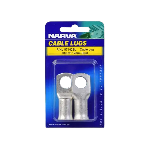 Narva 70mm2 12mm Stud Flared Entry Cable Lug (Blister Pack Of 2)