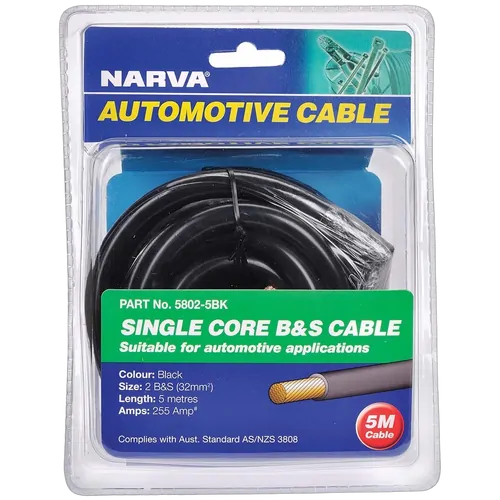 Narva 255A Black 2 B&S Cable (5M)