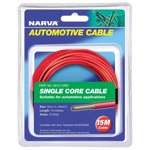 Narva 10A 3mm Red Single Core Cable (15M)