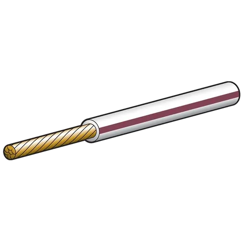 Narva 10A 3mm White Single Core Cable With Brown Tracer (30M)