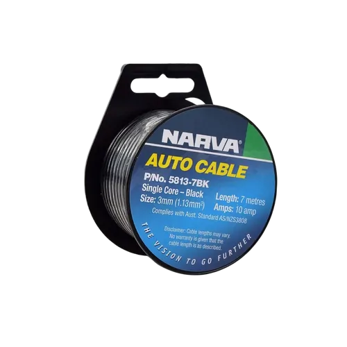 Narva 10A 3mm Black Single Core Cable (7M)