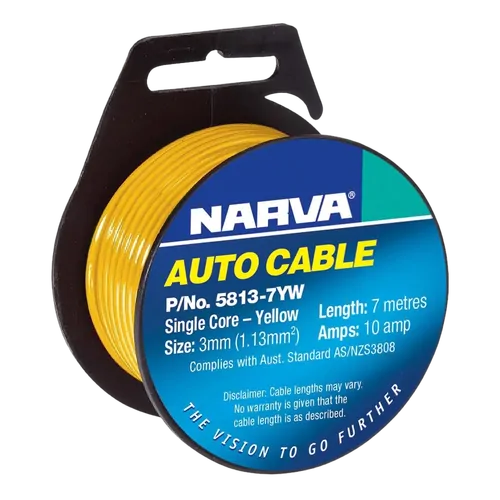 Narva 10A 3mm Yellow Single Core Cable (7M)