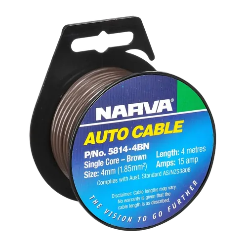 Narva Cable S/Core 4mm 15A 4M Brown