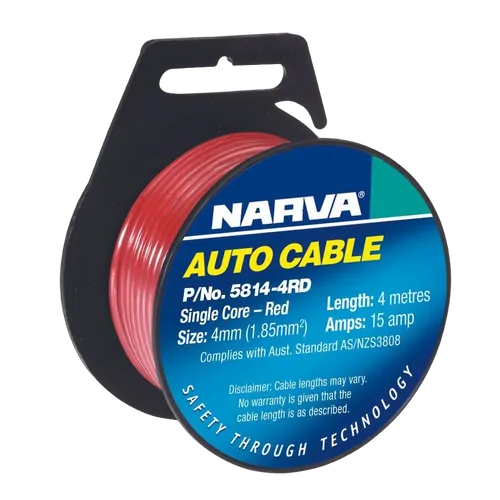 Narva Cable S/Core 4mm 15A 4M Red