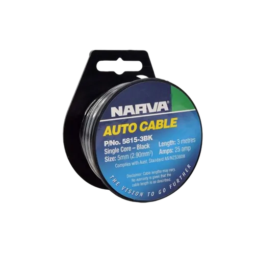 Narva 25A 5mm Black Single Core Cable (3M)