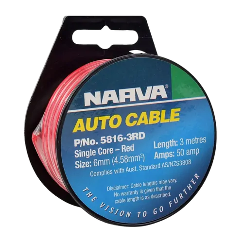 Narva 50A 6mm Red Single Core Cable (3M)