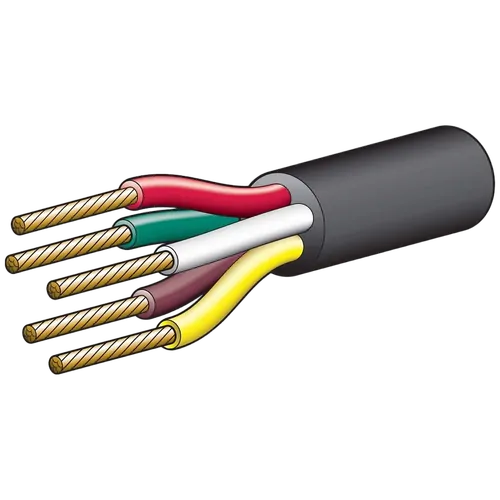 Narva 4A 2mm 5 Core Economy Trailer Cable (100M) Red, Green, Yellow, White, Brown With Black Sheath