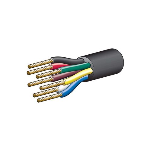 Narva 5A 2.5mm 7 Core Trailer Cable (100M) Red, Green, Yellow, White, Brown With Black Sheath