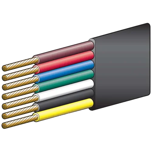 Narva 4A 2mm Flat 7 Core Trailer Cable (30M) Red, Green, Yellow, White, Brown With Black Sheath