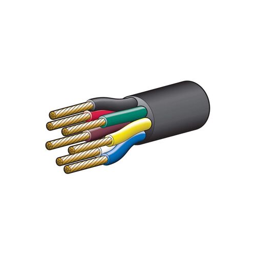 Narva 10A 3mm 7 Core Trailer Cable (100M) Red, Green, Yellow, White, Brown With Black Sheath