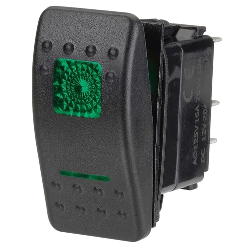 Narva 12 Volt Illuminated Off/On Sealed Rocker Switch (Green)