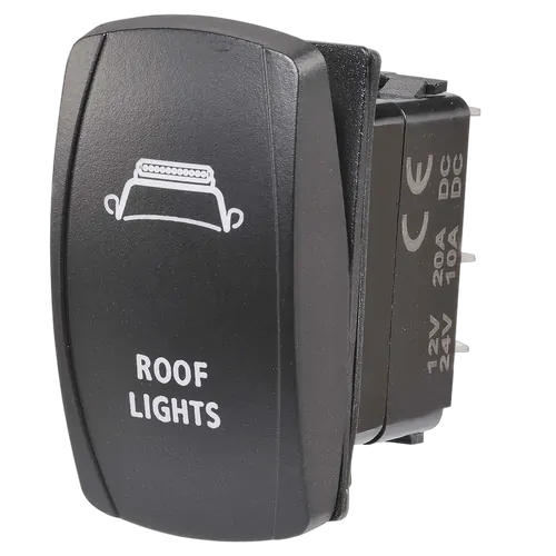 Narva 12/24V Off/On LED Illuminated Sealed Rocker Switch With "Roof Lights" Symbol (Blue