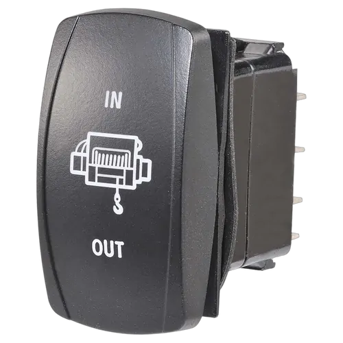 Narva 12/24V Momentary (On)/Off/Mom(On) Illuminated Sealed Rocker Switch With "Winch" Symbol