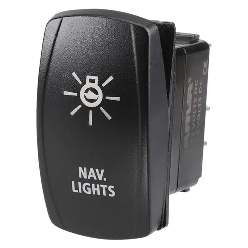 Narva 12/24V Off/On LED Illuminated Sealed Rocker Switch With "Nav Lights" Symbol (Blue)