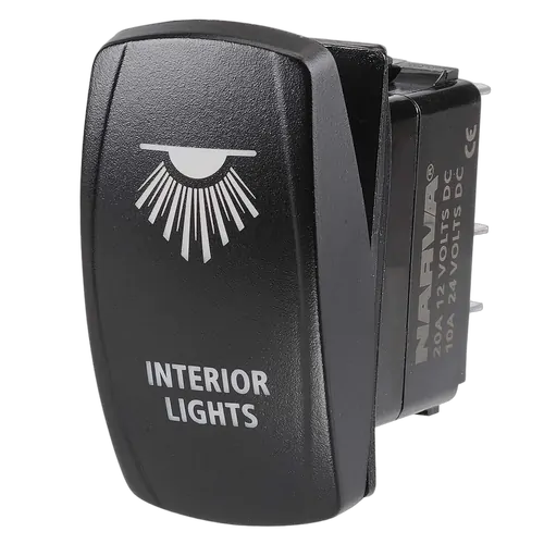 Narva 12/24V Off/On LED Illuminated Sealed Rocker Switch With "Interior Lights" Symbol (