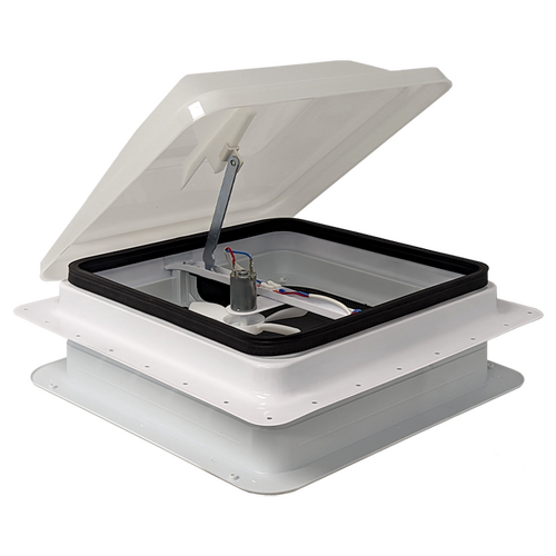 Coast to Coast 14x14 White Wind-Up Roof Vent With 12V Fan & LED