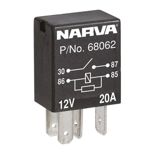 Narva 12V 20A Normally Open 4 Pin Micro Relay With Resistor (Blister Pack Of 1)