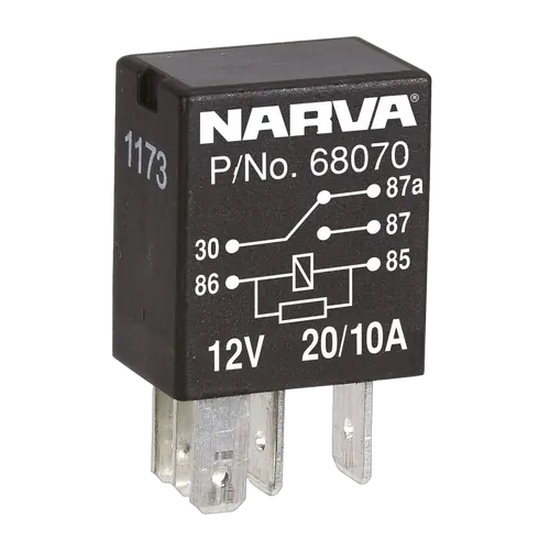 Narva 12V 20A/10A Change-Over 5 Pin Relay With Resistor (Blister Pack Of 1)