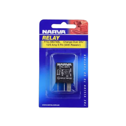Narva 24V 10A/5A Change-Over 5 Pin Relay With Resistor (Blister Pack Of 1)
