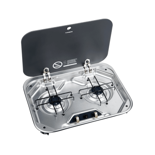 Dometic 2 Burner Cooktop Flush Mt S/S C/W Glass Lid Piezo (PI8022)
