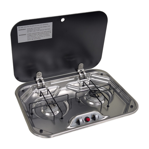Sphere 2BNR Gas Drop In Stove & Lid With Piezo Ignition - 480 x 370 x 50mm