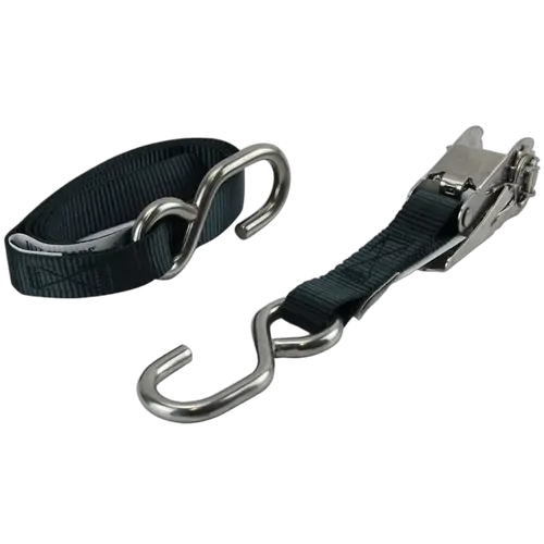 Tie Down Ratchet Strap Stainless Steel 25mm 1.5M Pair Black