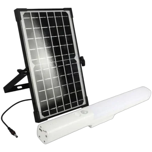 Light LED batten with motion sensor & remote solar panel charger 950lu