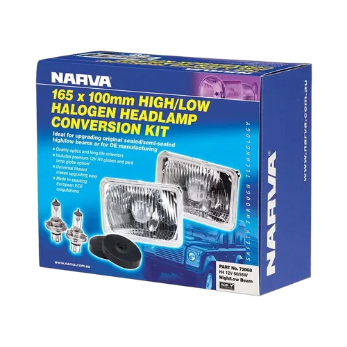 Narva Halogen Headlamp - H4 Conversion Kit - 165 X 100mm High/Low Beam Free Form