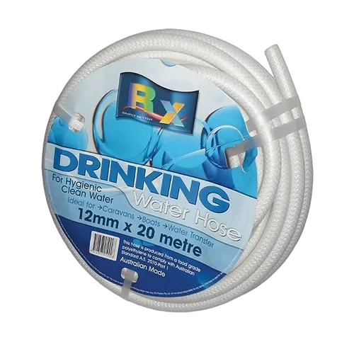 RX Plastics Non Toxic Reinforced Water Hose 12mm x 20m Roll White