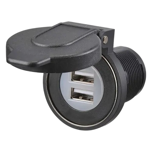 Narva Heavy-Duty Dual USB Socket With Magnetic Dust Cover (Blister Pack Of 1)