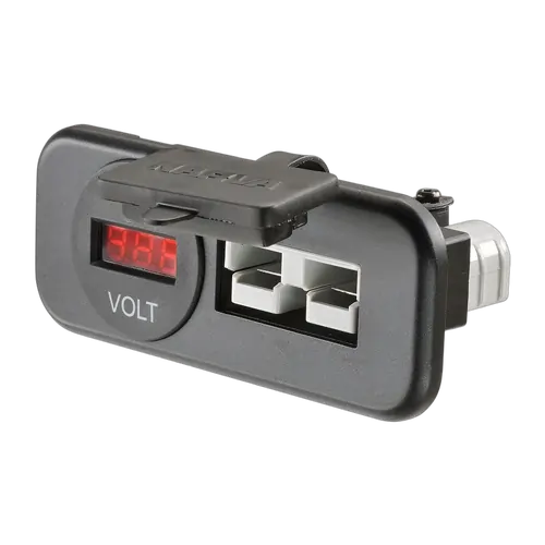 Narva 50A Connector/Volt Meter Twin HDRV Socket Flush Mount