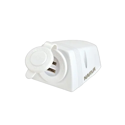 Narva Heavy-Duty Surface Mount Dual USB Socket (Pack Of 25) WHITE