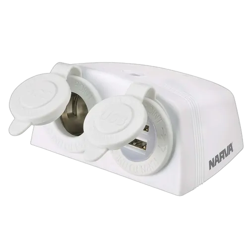 Narva Heavy-Duty Surface Mount Accessory/Dual USB Sockets