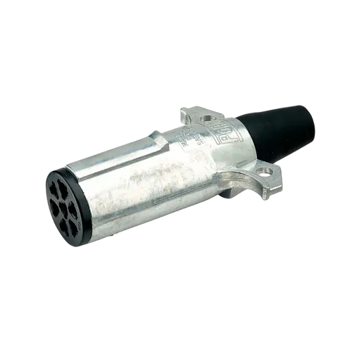 Narva 7 Pin Heavy-Duty Round Metal Trailer Plug With Internal Weatherbeater Seal And Rubber Boot