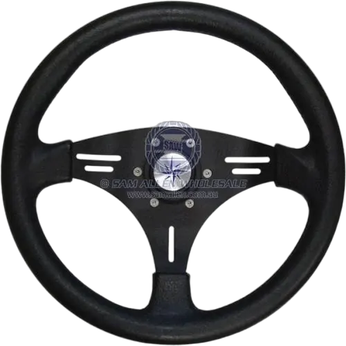 Steering wheel black alloy 3 spoke sports with soft poly grip