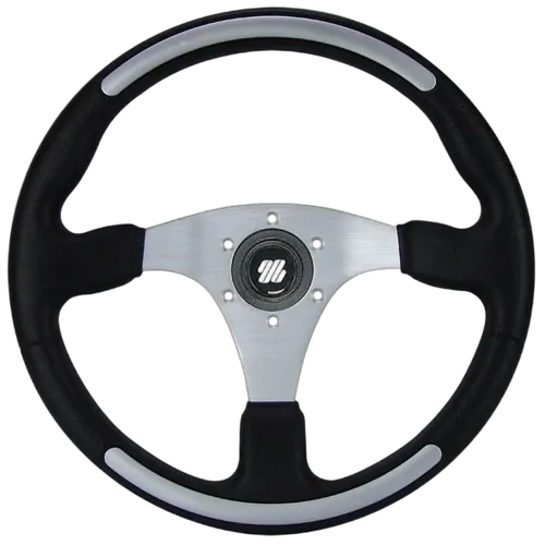 Steering Wheel Santorini 350mm Silver Inserts / Spokes Hub+Button