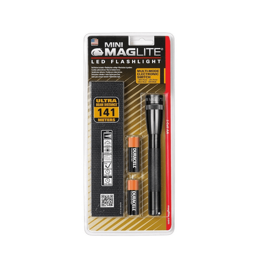 Maglite 2AA LED Black Flashlight - Hang Sell with Pouch