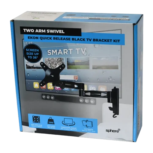 Sphere Two Arm Swivel Ekon Quick Release Black TV Bracket Kit