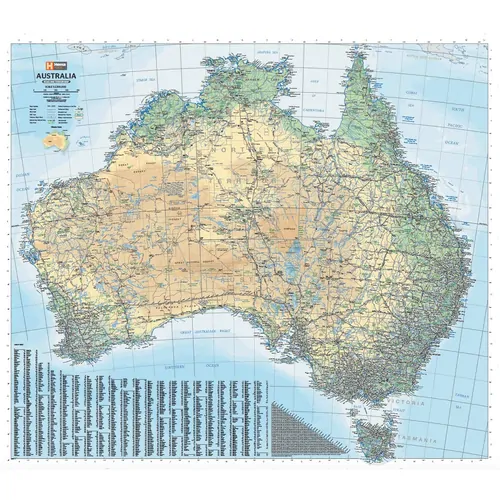Australia Road & Terrain Supermap - 1350x1180 - Laminated
