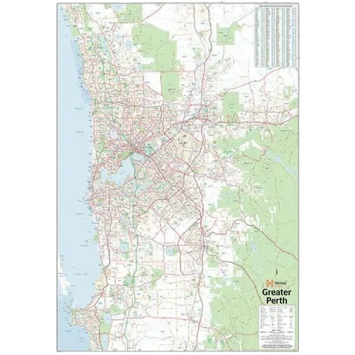Perth & Region Map - 700x1000 - Laminated