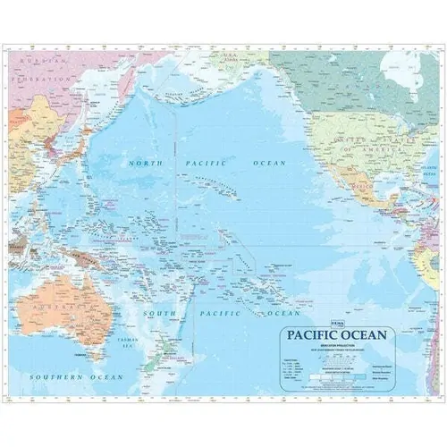 Pacific Ocean Map - 862.5x700 - Unlaminated
