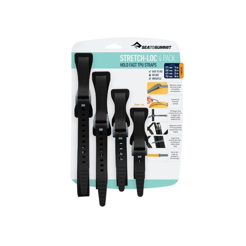 SEA TO SUMMIT Stretch-Loc Set - [4 Pack] 20mm x 375/500/625/650mm Black