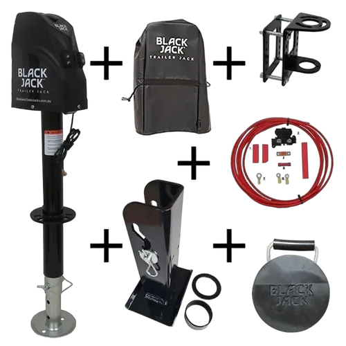 Black Jack Electric Trailer Jack w/ Clamp & Harness Kit 12v