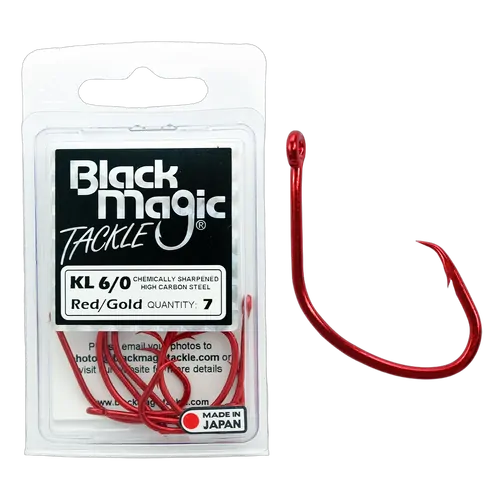 Black Magic KL Red 6/0 Hook Economy Pack (7)
