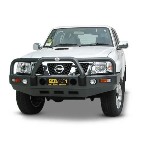 ECB Big Tube Bar w/Lights to Suit Nissan Patrol GU Y61 4.2LT Diesel 10/04-Onwards Silver Hammer Tone